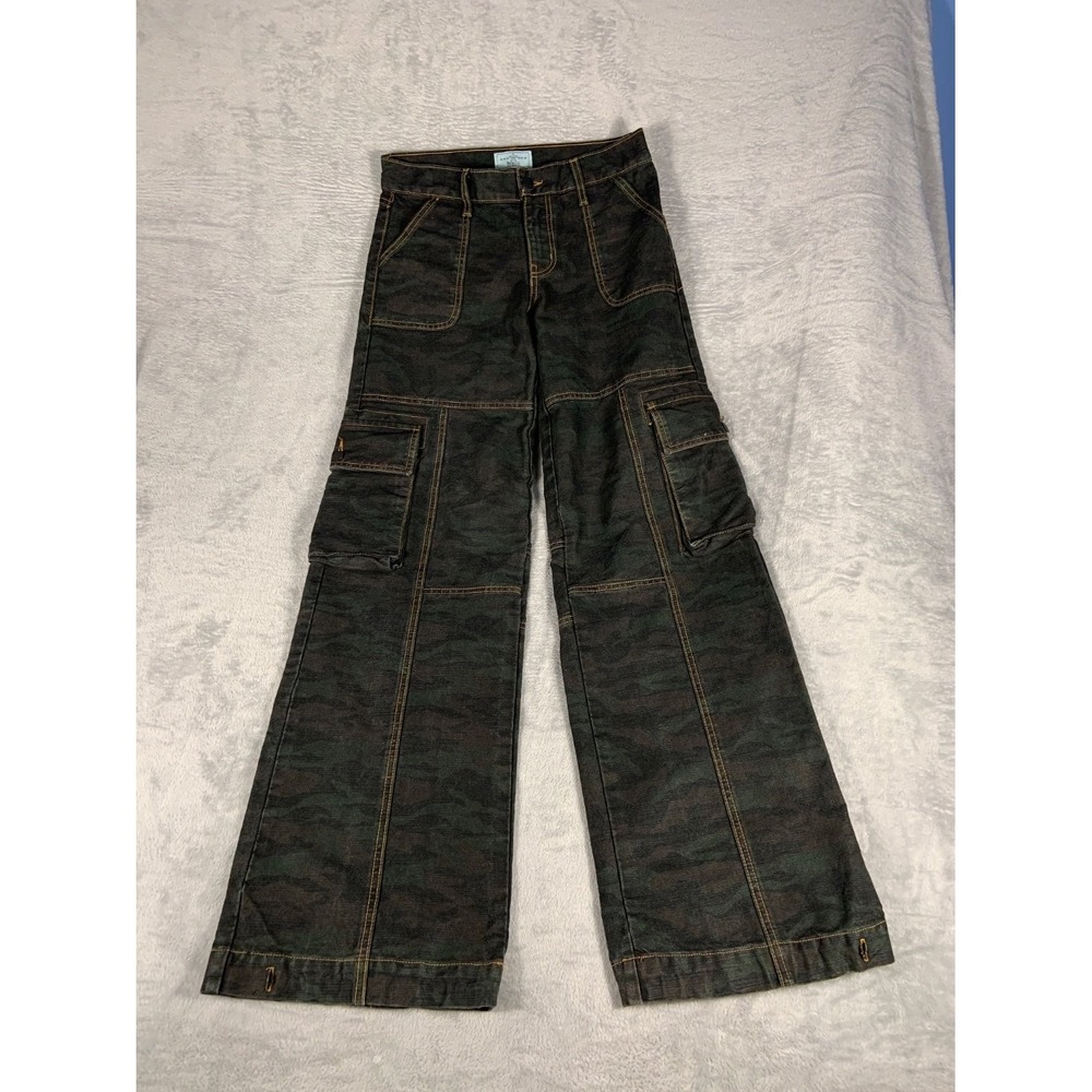 Revice Denim Camo Cargo Wide Leg Jeans Womens Size 25 Green Camouflage